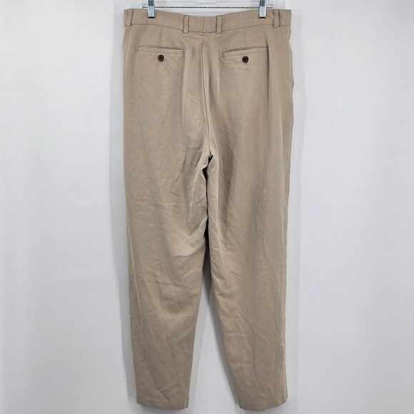 Paradise Collection Silk Trousers Pants Men's 38X32 Tan Pleated Islandwear - Picture 3 of 8